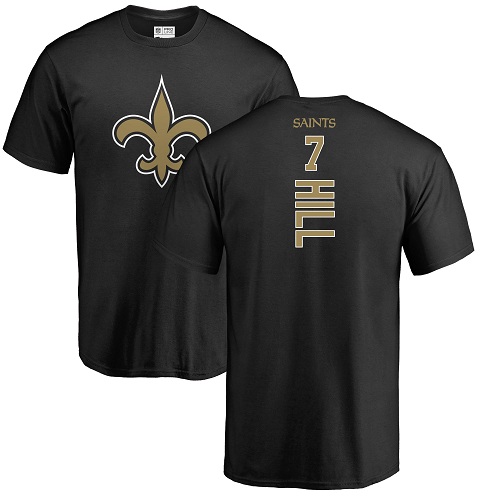 Men New Orleans Saints Black Taysom Hill Backer NFL Football #7 T Shirt->nfl t-shirts->Sports Accessory